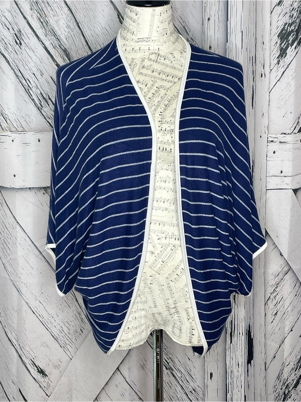Tart Navy White Stripe Cocoon Cardigan XS/S